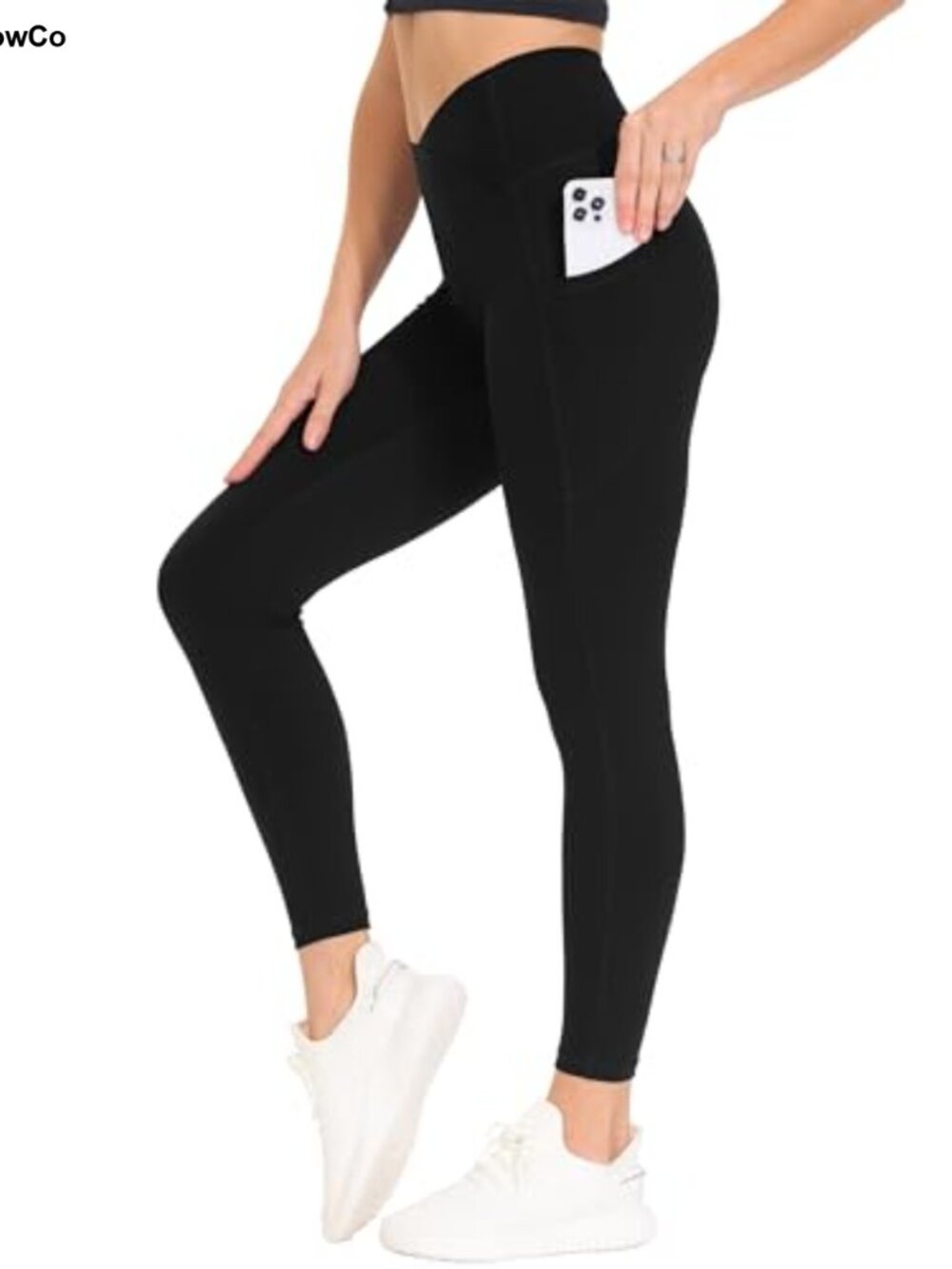 Women's Cross Waist High Rise Workout Leggings with Pockets